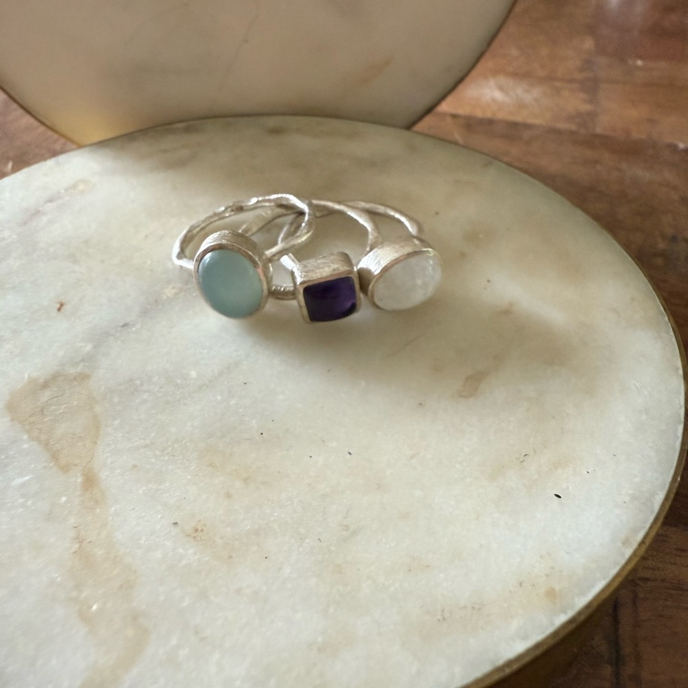 Stackable Stone Silver Rings - image 6